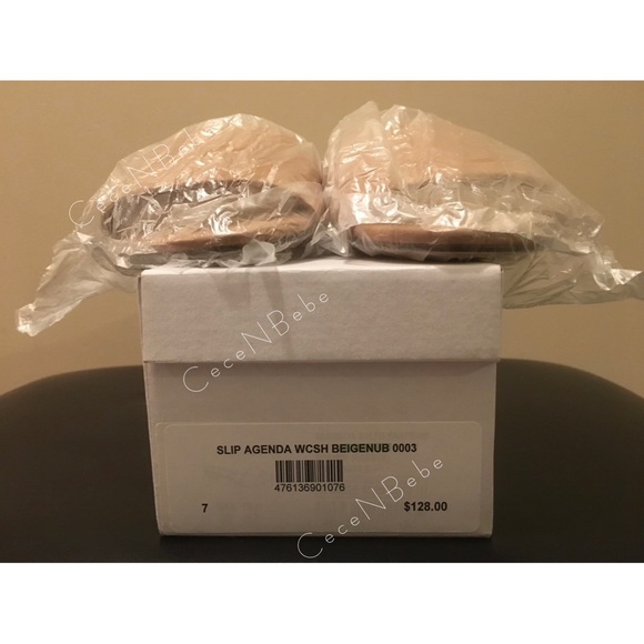 ❤️EU 37 - Block Heel Leather Nubuck Slide Mule AGENDA Sandals - Beige - BNIB - Picture 12 of 12